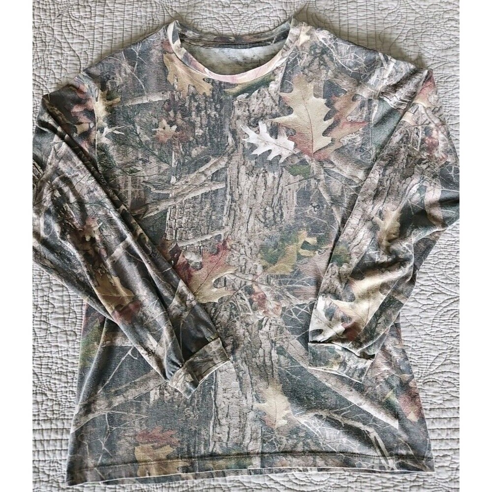 Bass Pro Shops Shirt Mens Medium Mossy Oak Fall  Camo Long Sleeve